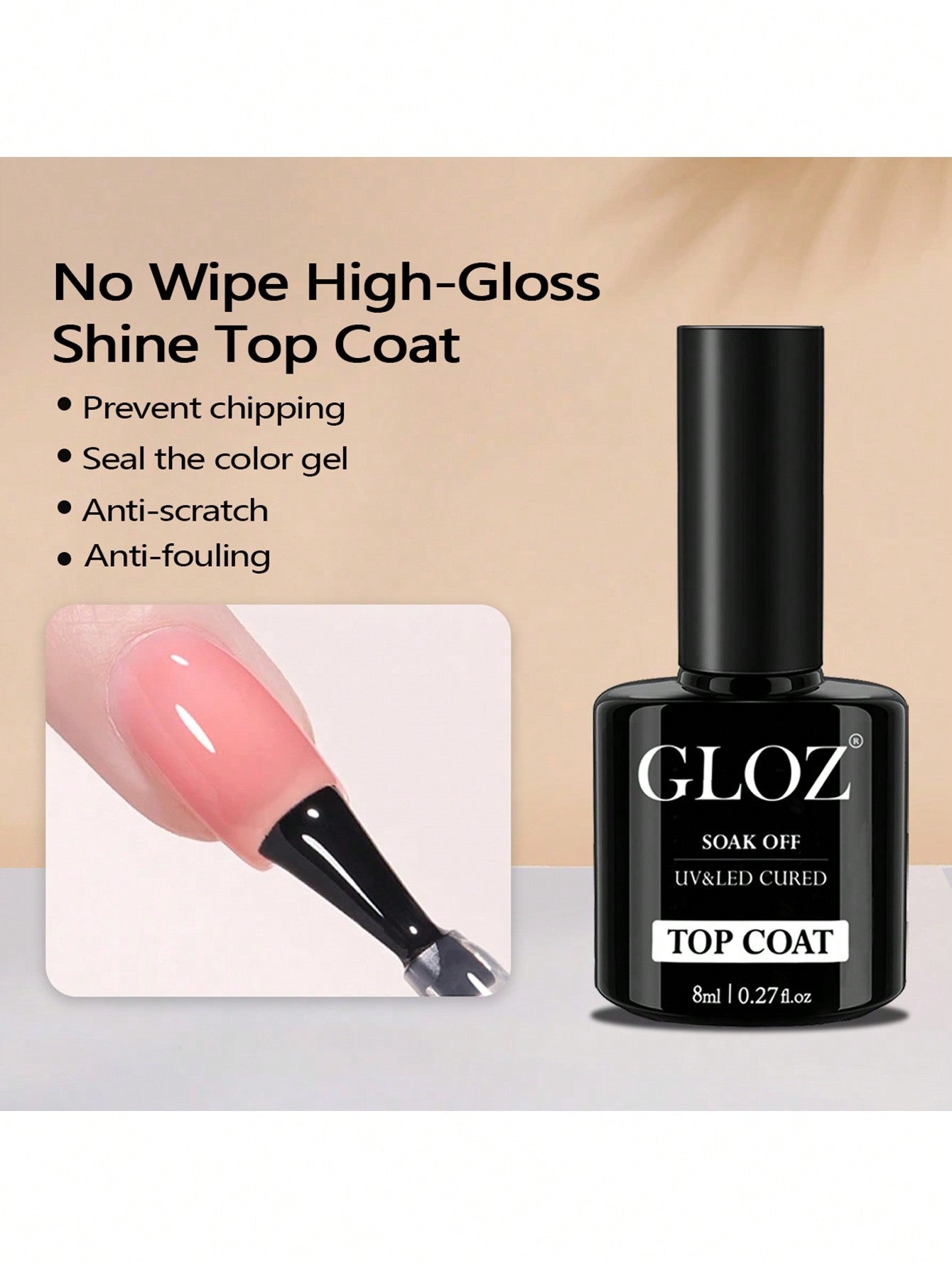 GLOZ Gloz 3 Pcs Semi-Permanent Gel Nail Polish Set With Base Coat, Top Coat, And Primer - Soak Off Uv Led Gel Polish Kit For All Nail Types Gift For Women - Hanmeimei