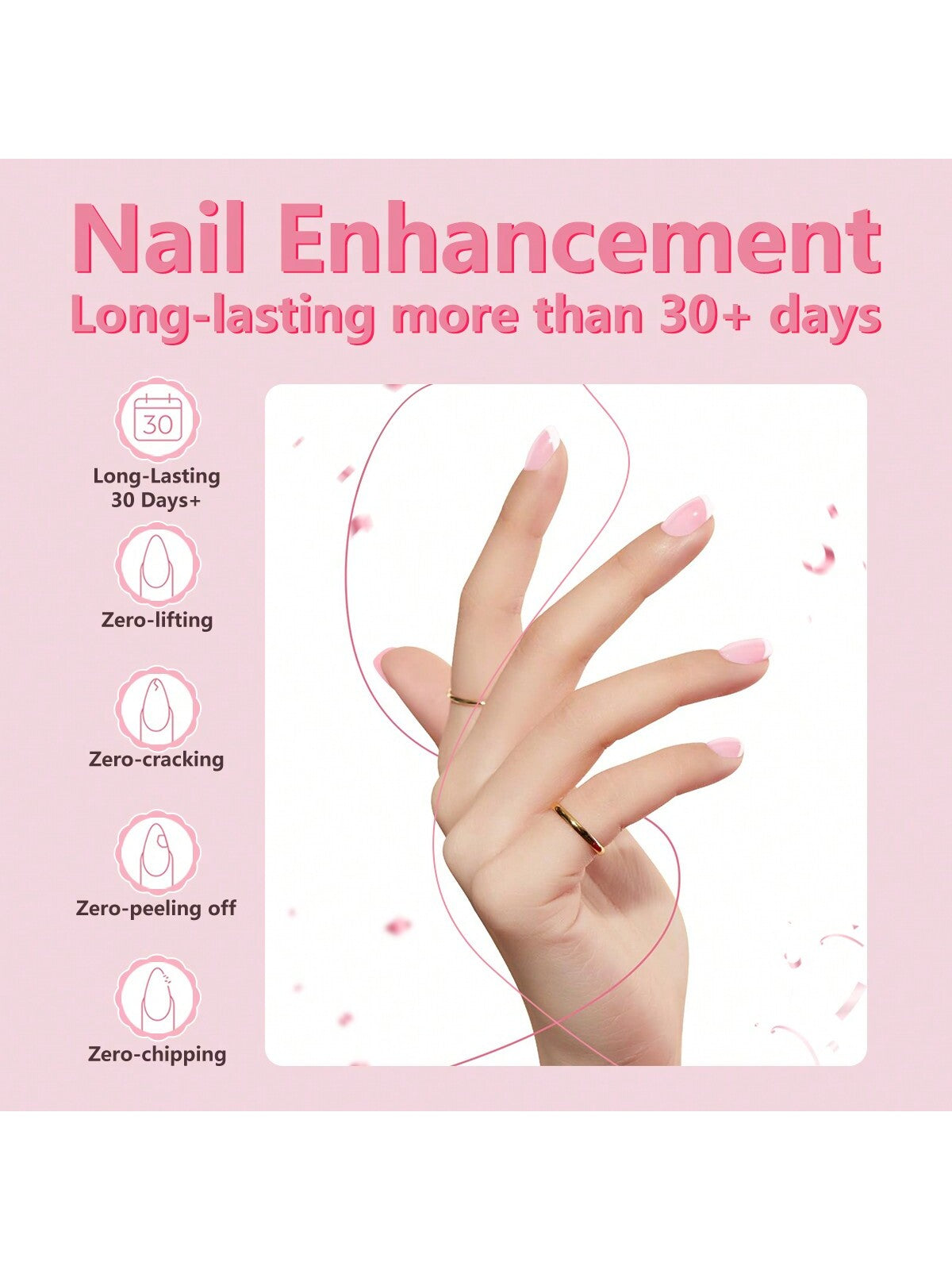 GLOZ Builder Nail Gel, 8-In-1 Pink Gel Builder For Nails, LED Hard Gel Builder Nail Strengthener Color Base Gel Extension Gel Rhinestone False Nail Tips Glue Gel In A Bottle, Gift For Women - Hanmeimei