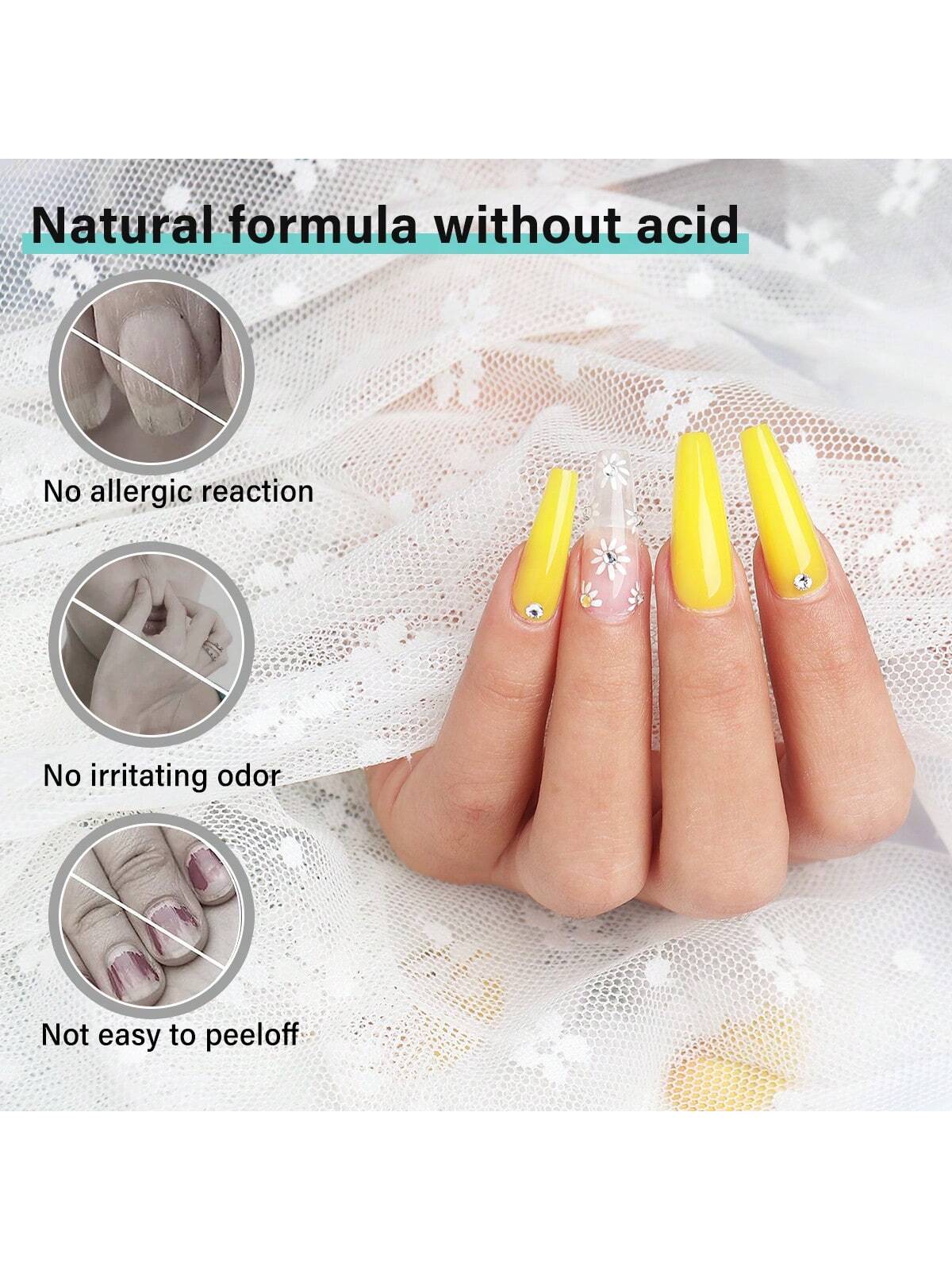 GLOZ GLOZ Gel Polish Nail Prep Dehydrator and Nail Primer with 7in1 Nail Glue 3Pcs Nail Set Shine Effect Long Lasting Soak Off Light Lamp Diy Home Mani for Women Girls - Hanmeimei