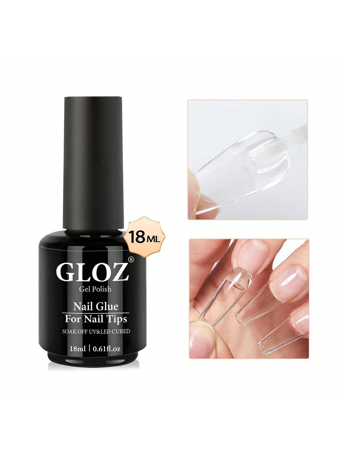 GLOZ 18ML Nail Glue Nail Bond Brush In Nail Glue For Press On Nails Nail Tips & Fake Nails Super Strong Nail Glue For Nail Tips Long Lasting Acrylic Nails Gel Glue - Hanmeimei