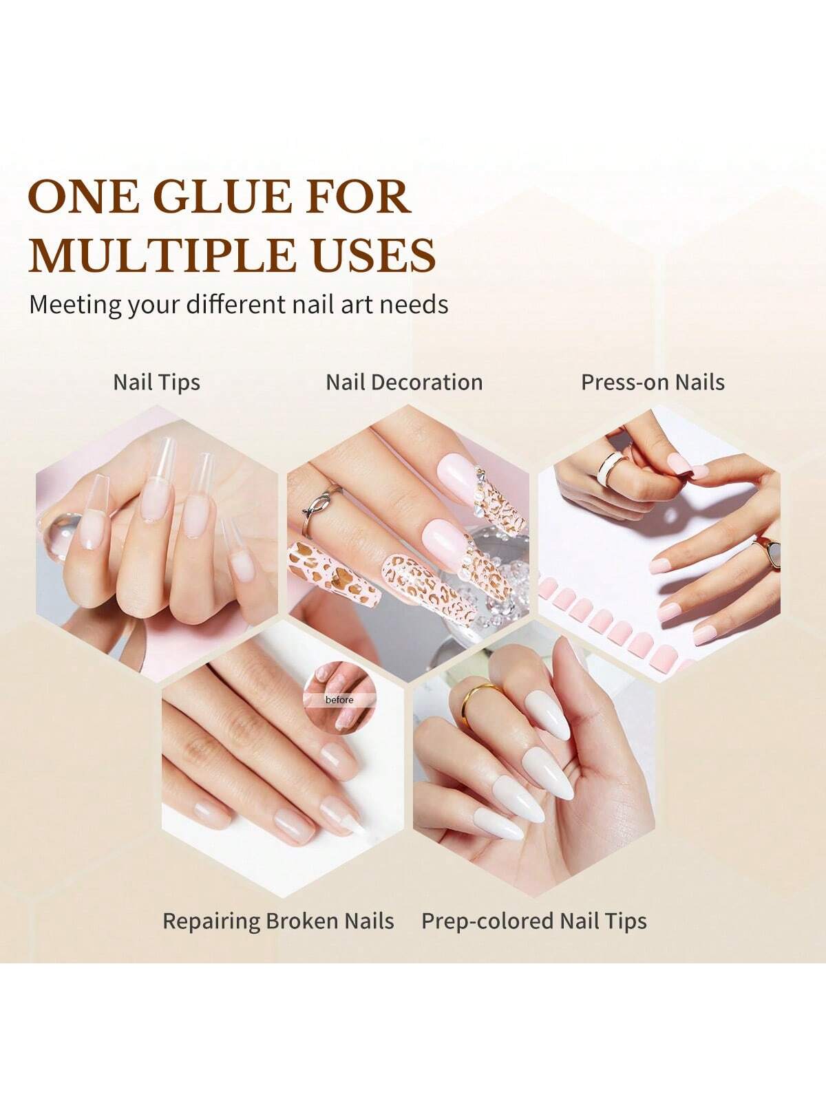 GLOZ 18ML Nail Glue Nail Bond Brush In Nail Glue For Press On Nails Nail Tips & Fake Nails Super Strong Nail Glue For Nail Tips Long Lasting Acrylic Nails Gel Glue - Hanmeimei