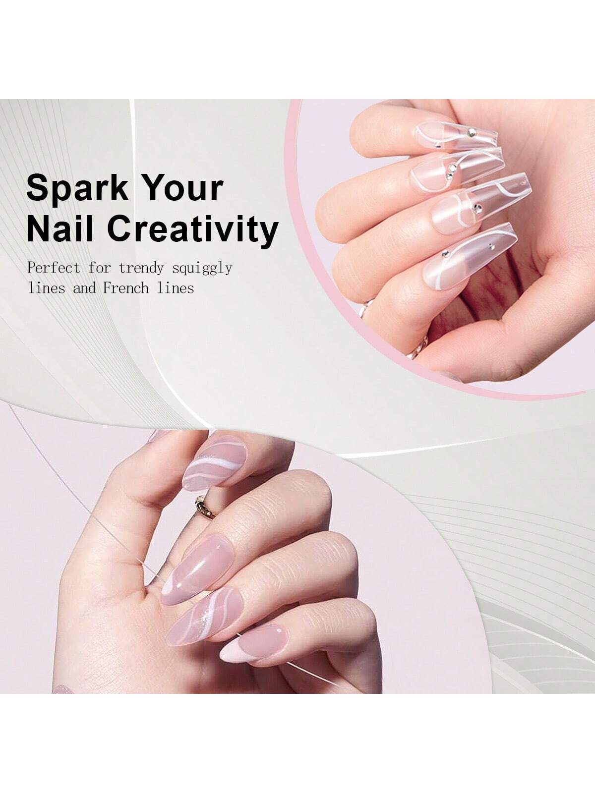 GLOZ Gel Polish Swirl Nail Art Gel White Liner Nail Polish White Nail Polish 1 Pc Classic White Color Gel Art Paint For Thin French Line Nail Art Brush In Pens Soak Off Uv Lamp Manicure Salon - Hanmeimei