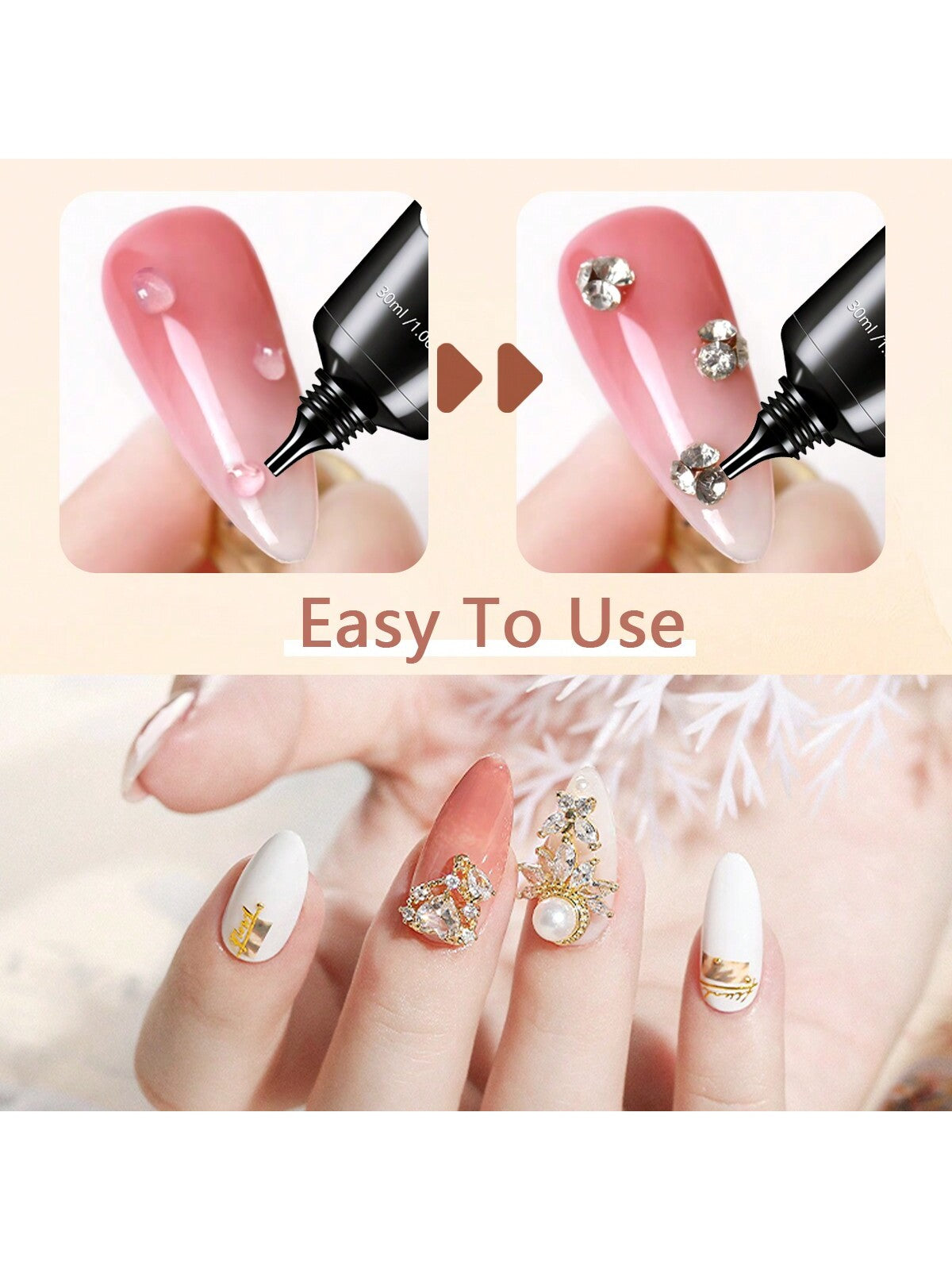 GLOZ 30ML Nail Rhinestone Glue For Nails For Rhinestones Bundle With 15g 3D Nail Gel Sculpting Gel Nail Art Glue For Nail Art Designs DIY Nail Craving 3D Gel - Hanmeimei