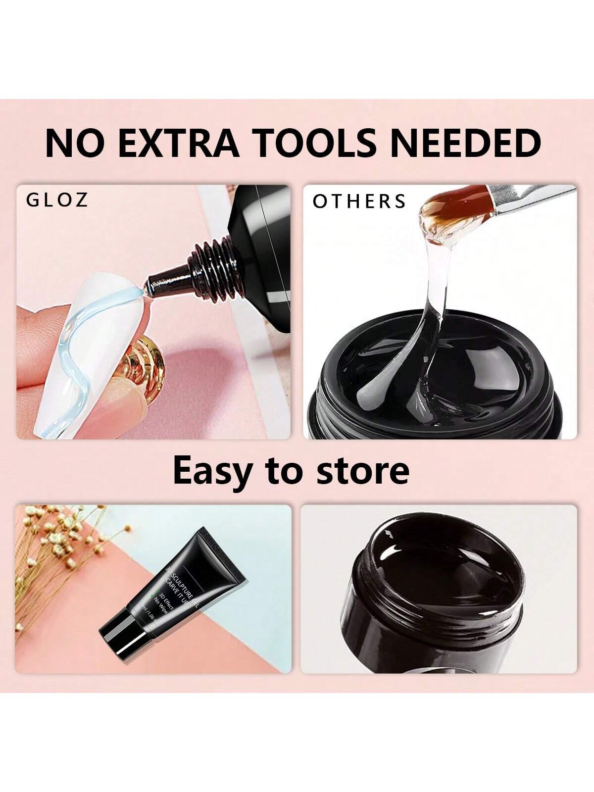 GLOZ 2PCS Nail Rhinestone Glue For Nails For Rhinestones Bundle With 30ML 3D Nail Gel Sculpting Gel Nail Art Glue For Nail Art Designs DIY Nail Craving 3D Gel - Hanmeimei