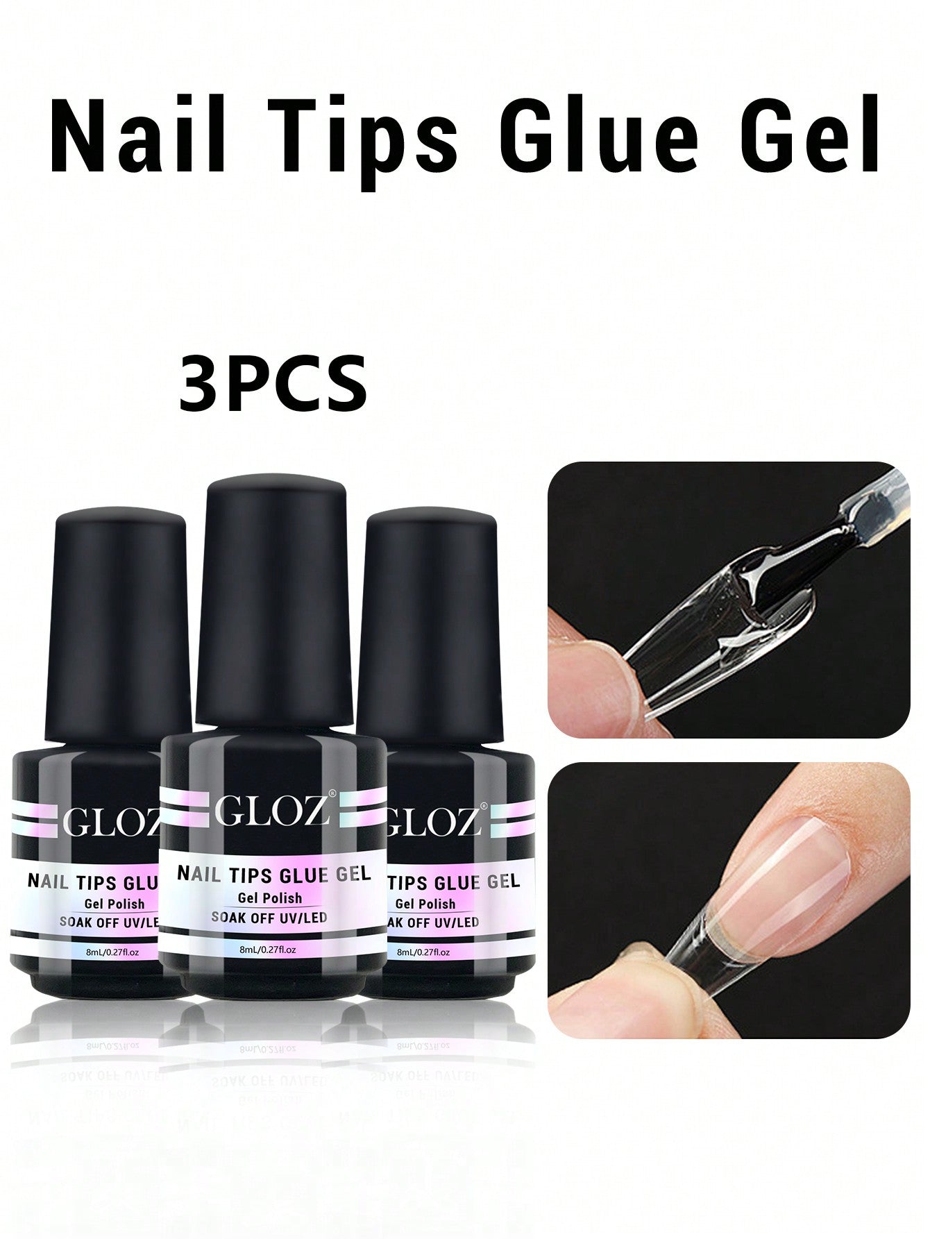 GLOZ Nail Glue Nail Bond Brush In Nail Glue For Press On Nails Nail Tips & Fake Nails Super Strong Nail Glue For Nail Tips Long Lasting Acrylic Nails Gel Glue - Hanmeimei