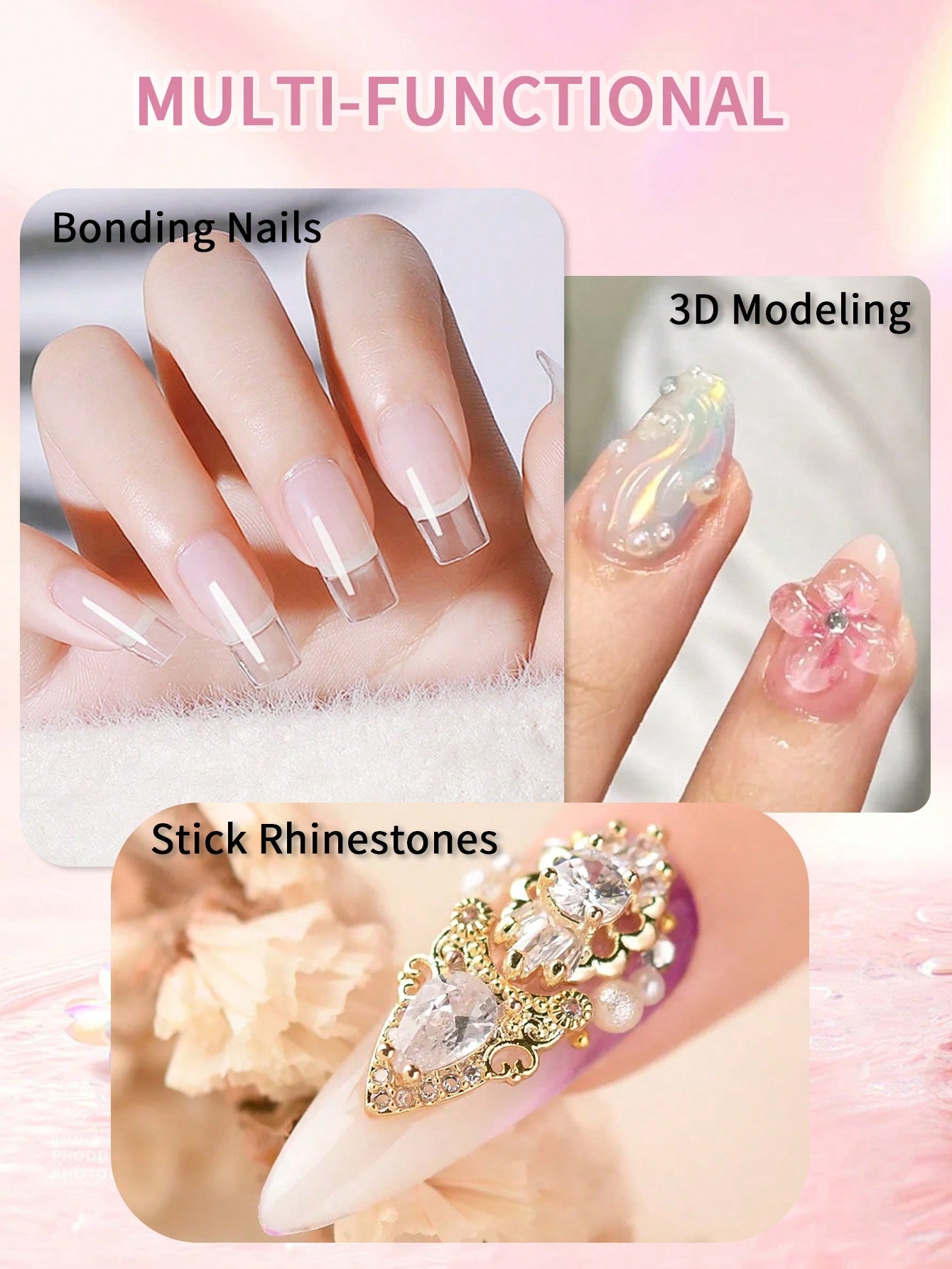 GLOZ 15G Solid Nail Gel Glue For Soft Gel Nail Tips Strong Clear Acrylic Nail Tips Solid Gel Nail Glue For Press On Nails Fake Nails Solid Hard Gel For Nails Nail Art DIY Home UV Light Cured - Hanmeimei